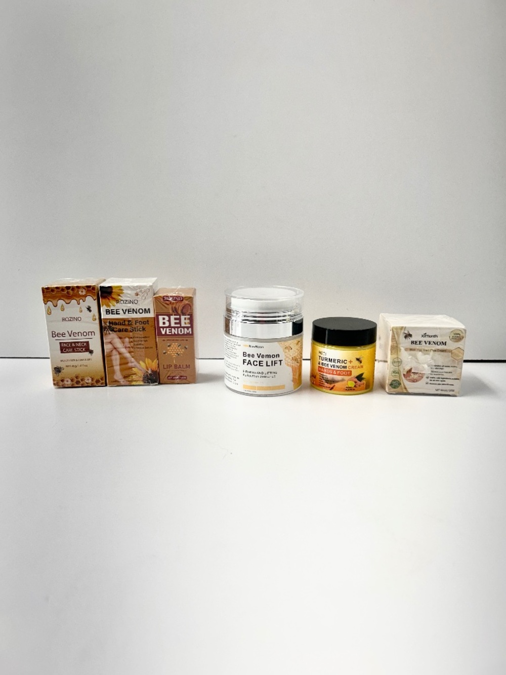 Lot of 6 Bee Venom Rozino Heti NowNoon Face Neck Hands Foot Lips New Sealed